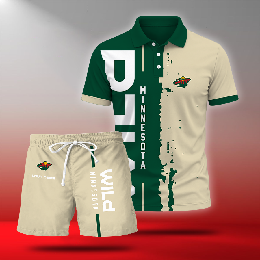 LIMITED EDITION - NEW CUSTOMIZED NHL13 MNW MINNESOTA WILD POLO & SHORT PANTS SET