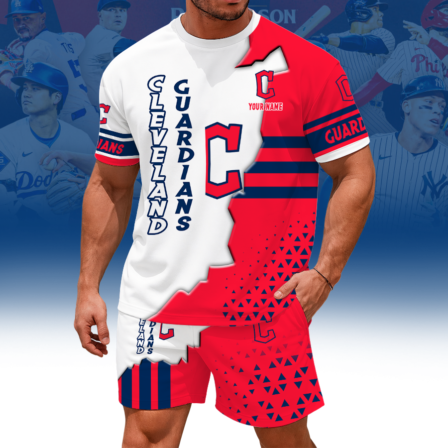LIMITED EDITION - NEW CUSTOMIZED MLB13 CGS CLEVELAND GUARDIANS UNISEX T-SHIRT & SHORTS SET