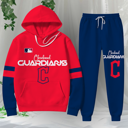 LIMITED EDITION - NEW CUSTOMIZED MLB13 CGS CLEVELAND GUARDIANS HOODIE & SWEATPANTS SET