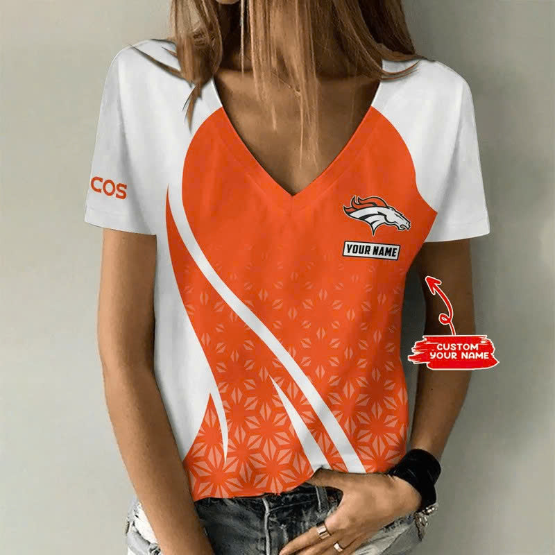 LIMITED EDITION - NEW CUSTOMIZED NFL13 DVB DENVER BRONCOS V-NECK FEMALE SHIRT