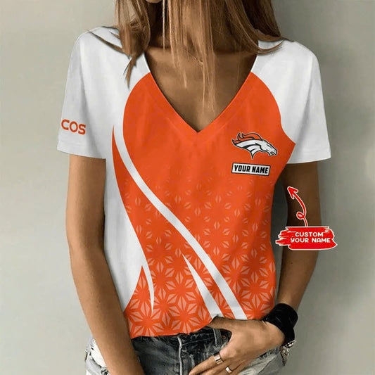 LIMITED EDITION - NEW CUSTOMIZED NFL13 DVB DENVER BRONCOS V-NECK FEMALE SHIRT