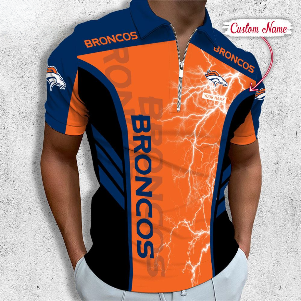 LIMITED EDITION - NEW CUSTOMIZED NFL13 DVB DENVER BRONCOS ZIP POLO SHIRT