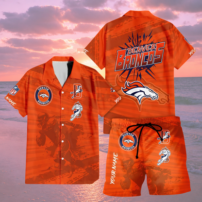 LIMITED EDITION  - NEW CUSTOMIZED NFL13 DVB DENVER BRONCOS UNISEX HAWAIIAN SHIRT & SHORTS SET