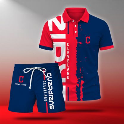 LIMITED EDITION - NEW CUSTOMIZED MLB13 CGS CLEVELAND GUARDIANS POLO & SHORT PANTS SET