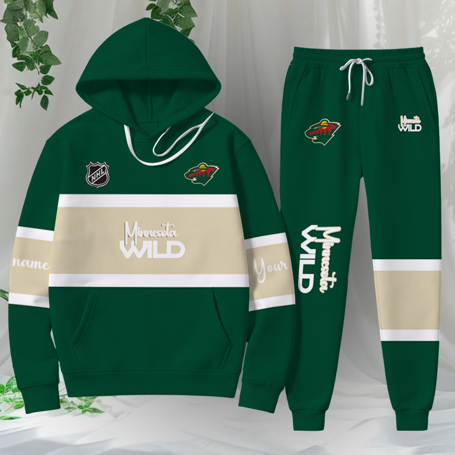 LIMITED EDITION - NEW CUSTOMIZED NHL13 MNW MINNESOTA WILD HOODIE & SWEATPANTS SET