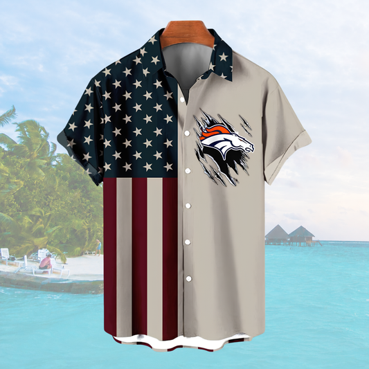 LIMITED EDITION - NEW CUSTOMIZED NFL13 DVB DENVER BRONCOS PATRIOTIC 250 USA HAWAIIAN SHIRT
