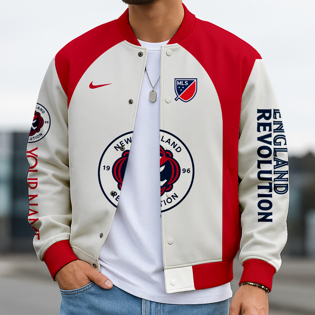 LIMITED EDITION - NEW CUSTOMIZED MLS13 NER NE REVOLUTION SATIN VARSITY & BASEBALL JACKET