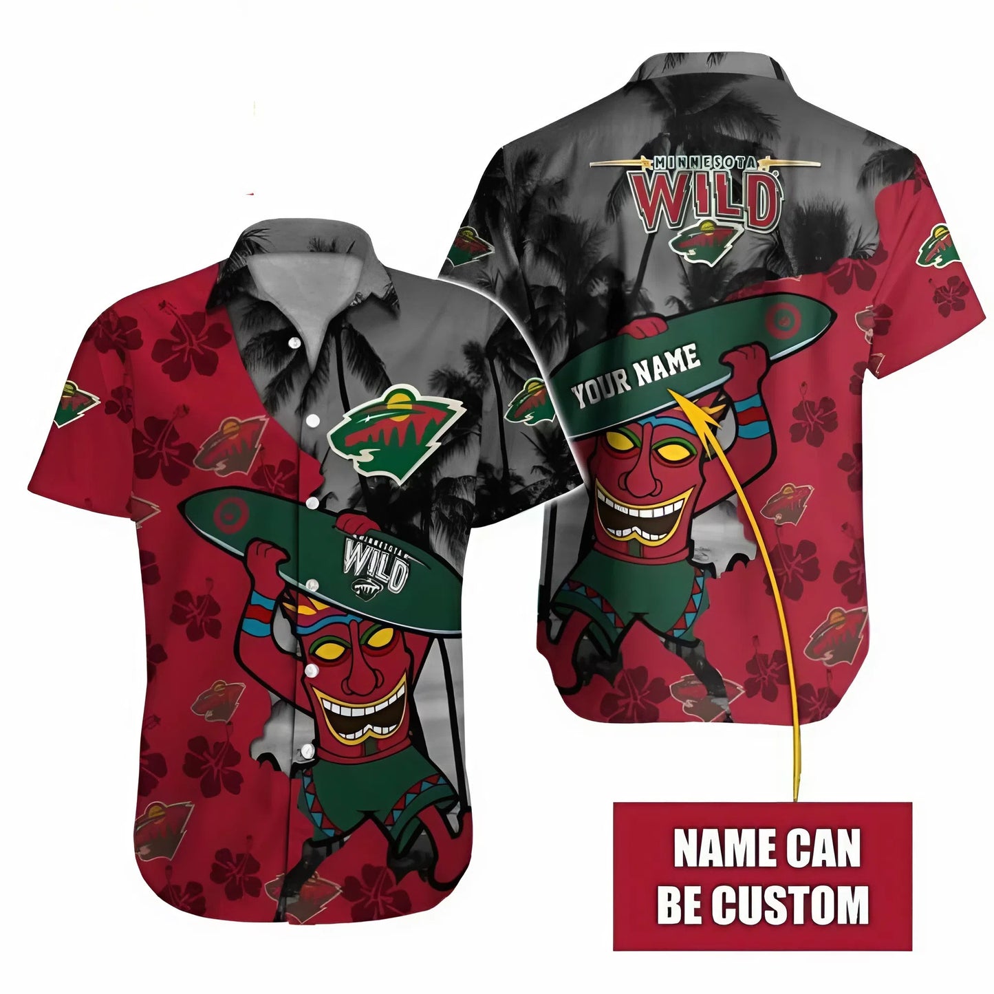 LIMITED EDITION - NEW CUSTOMIZED NHL13 MNW MINNESOTA WILD UNISEX HAWAIIAN SHIRT
