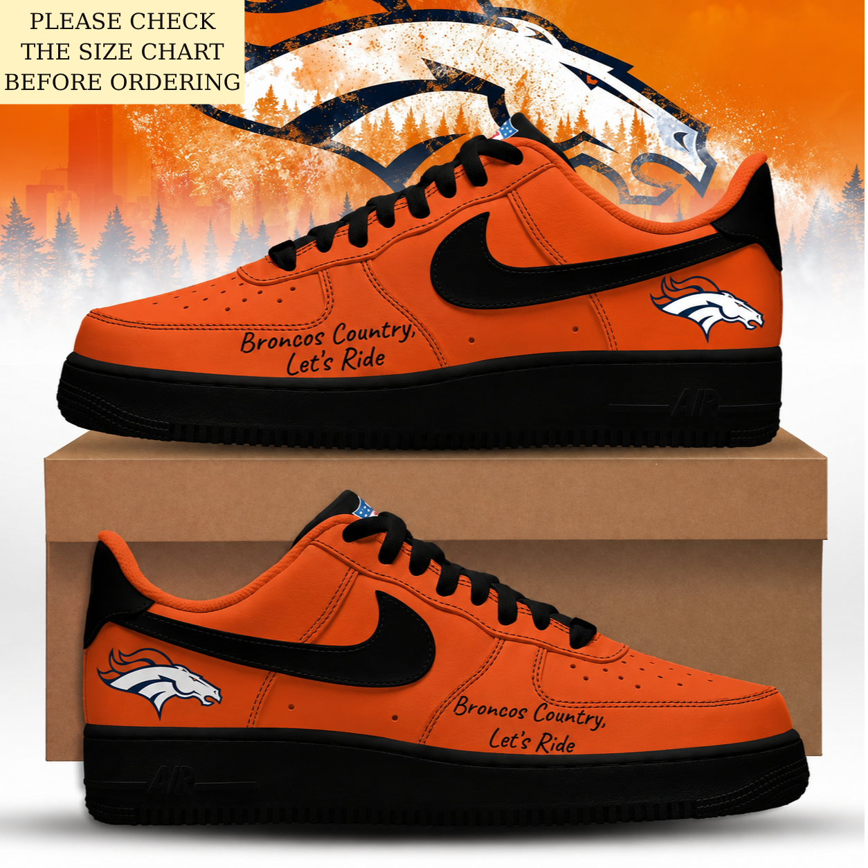 LIMITED EDITION - NEW CUSTOMIZED NFL13 DVB DENVER BRONCOS AF1 SHOES