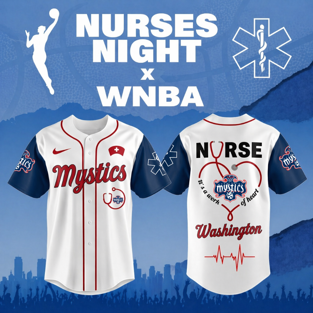 TOP SELLING - NEW CUSTOMIZED WNBA13 WSM WA MYSTICS x NURSES NIGHT BASEBALL JERSEY