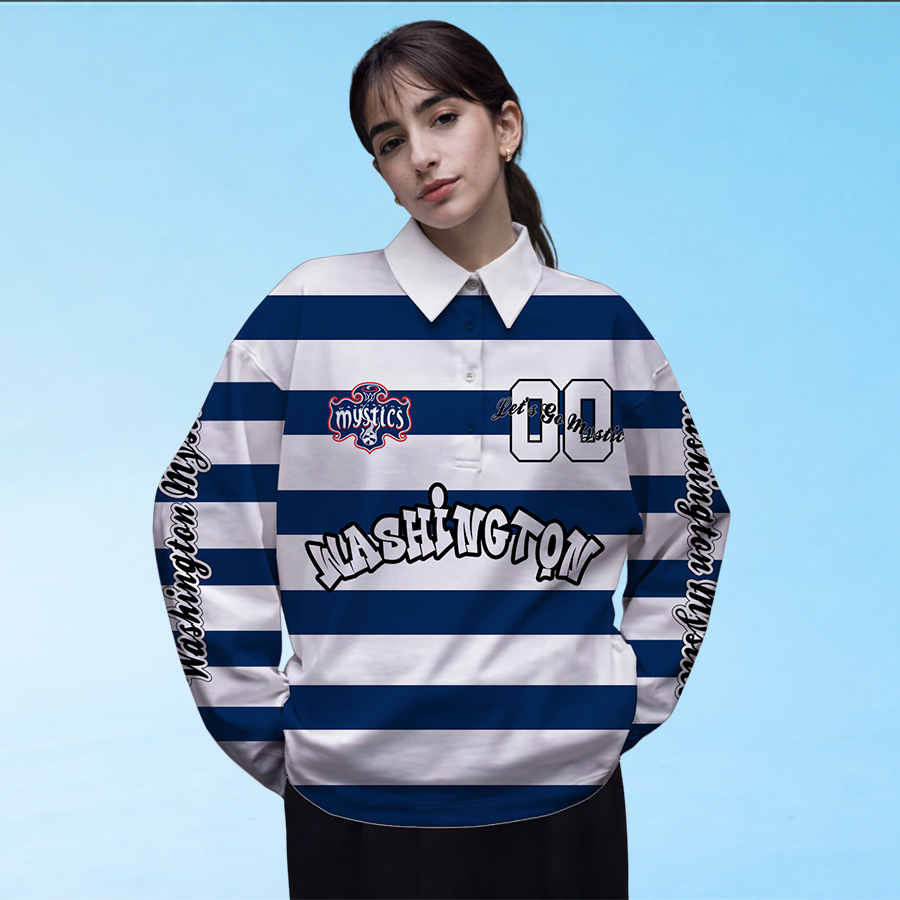 LIMITED EDITION - NEW CUSTOMIZED WNBA13 WSM WA MYSTICS LONG SLEEVE POLO