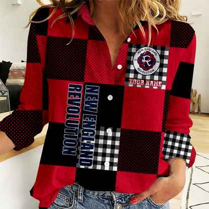 LIMITED EDITION - NEW CUSTOMIZED MLS13 NER NE REVOLUTION WOMEN CASUAL SHIRT