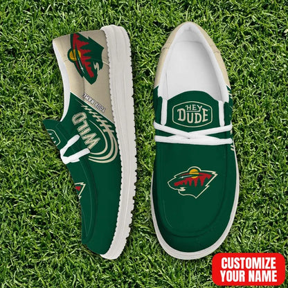 [SUPER SALE] NEW CUSTOMIZED NHL13 MNW MINNESOTA WILD PREMIUM LOAFER SHOES