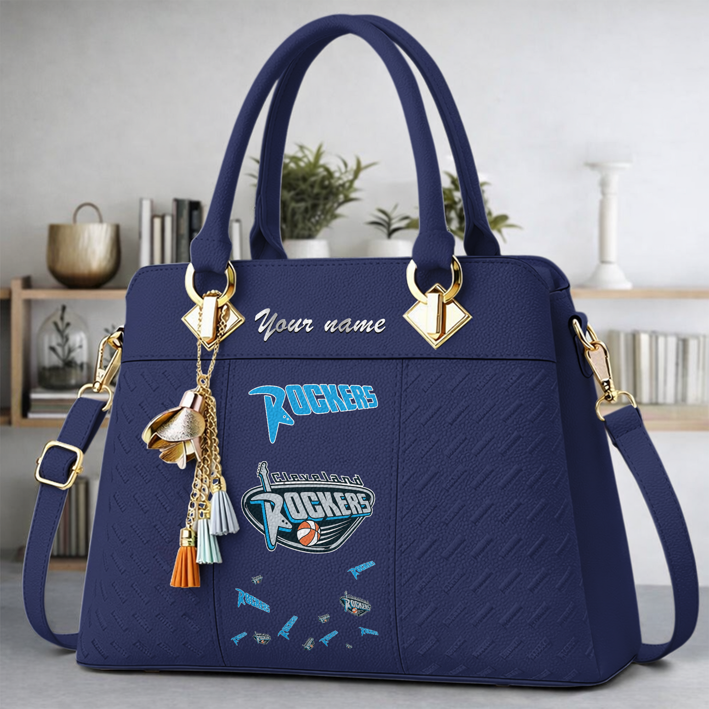 [FAN FAVORITE] NEW CUSTOMIZED WNBA14 CLR CLEVELAND ROCKERS MULTICOLOR HANDBAG