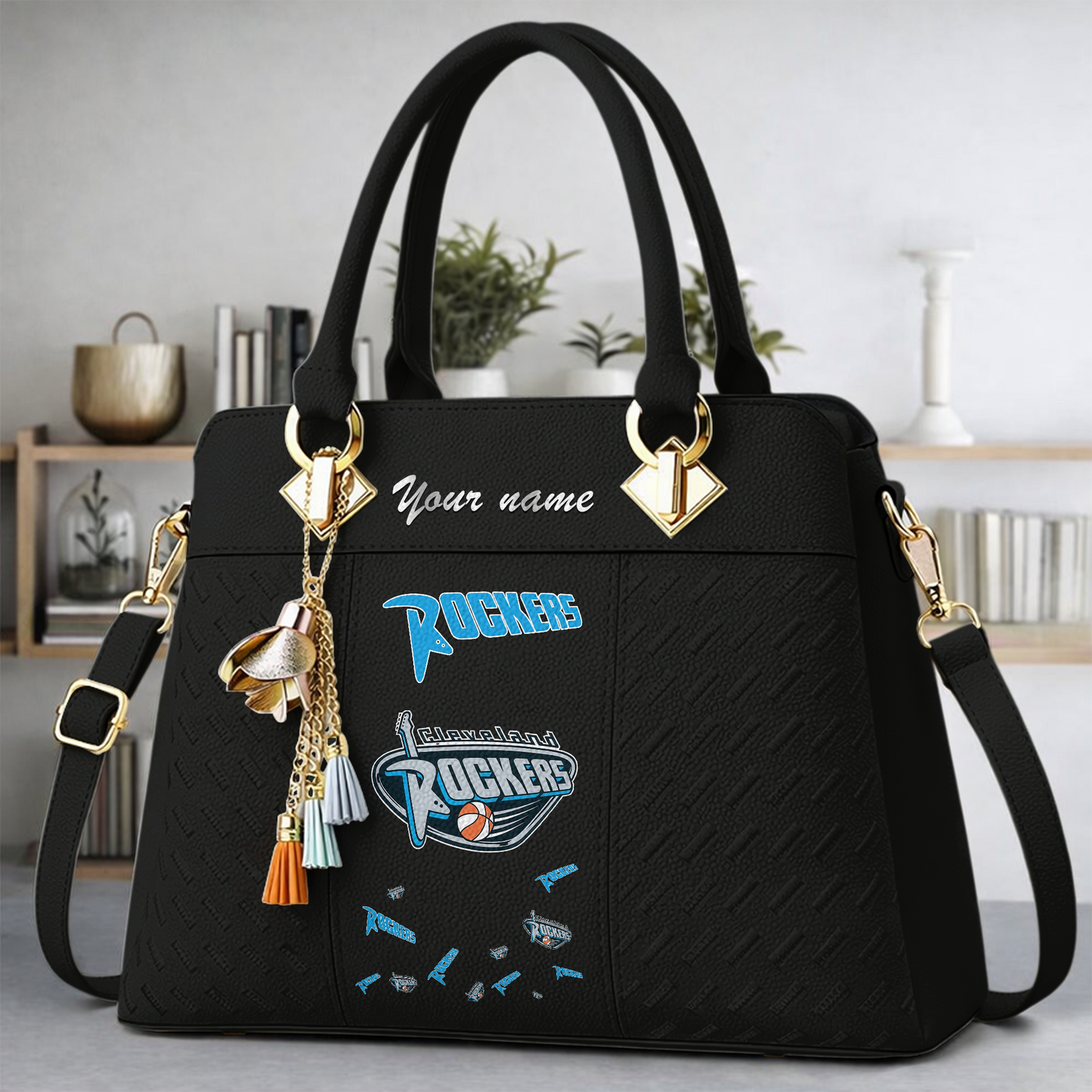 [FAN FAVORITE] NEW CUSTOMIZED WNBA14 CLR CLEVELAND ROCKERS MULTICOLOR HANDBAG