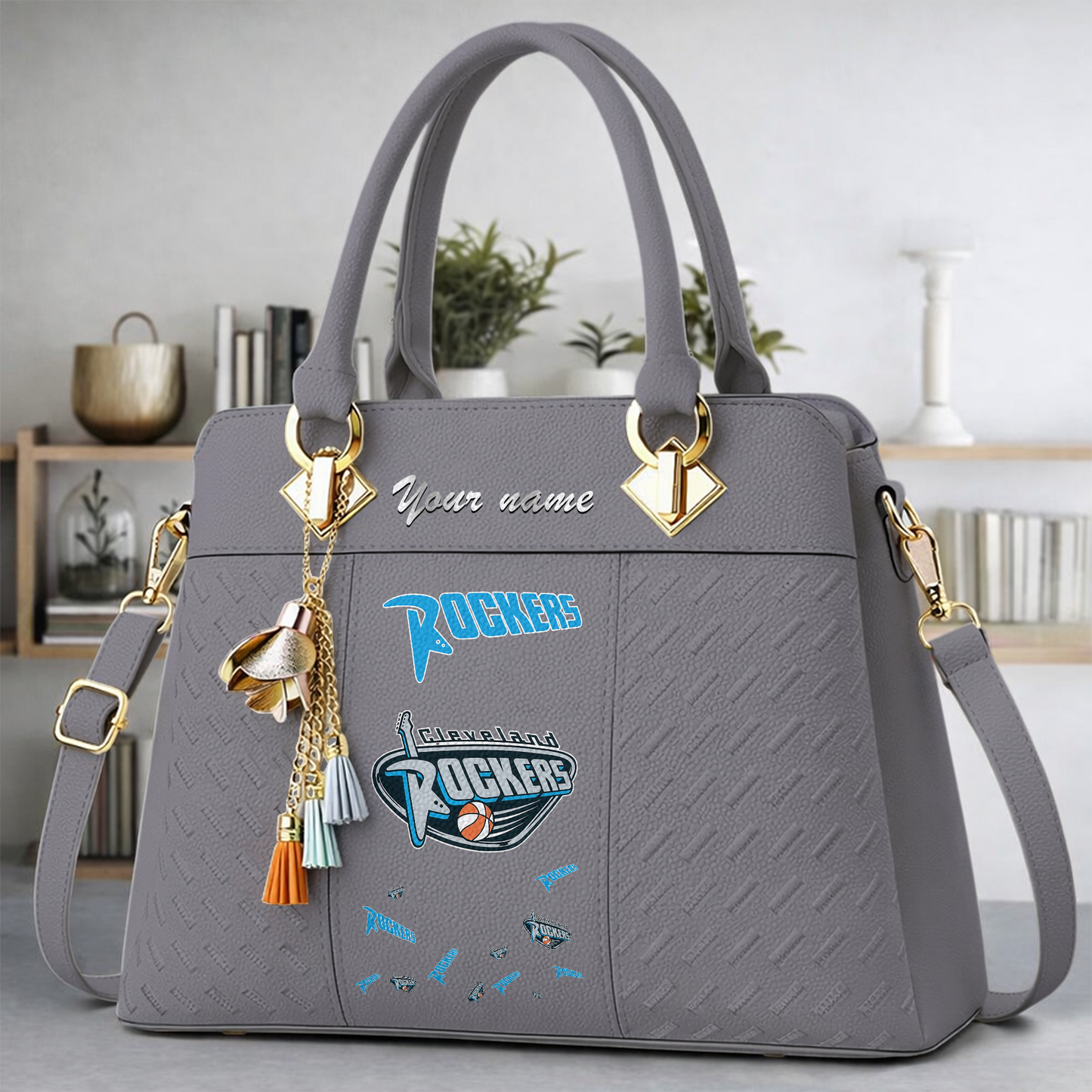 [FAN FAVORITE] NEW CUSTOMIZED WNBA14 CLR CLEVELAND ROCKERS MULTICOLOR HANDBAG