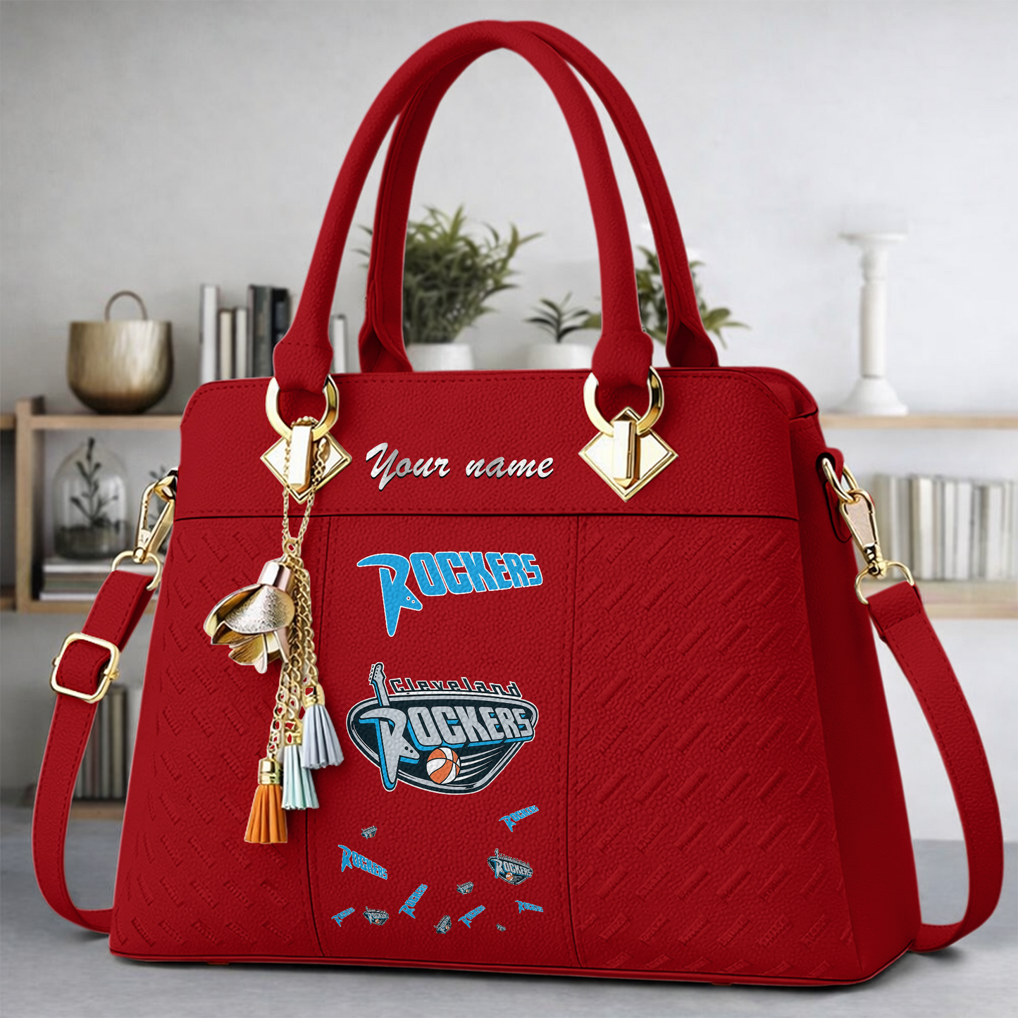 [FAN FAVORITE] NEW CUSTOMIZED WNBA14 CLR CLEVELAND ROCKERS MULTICOLOR HANDBAG