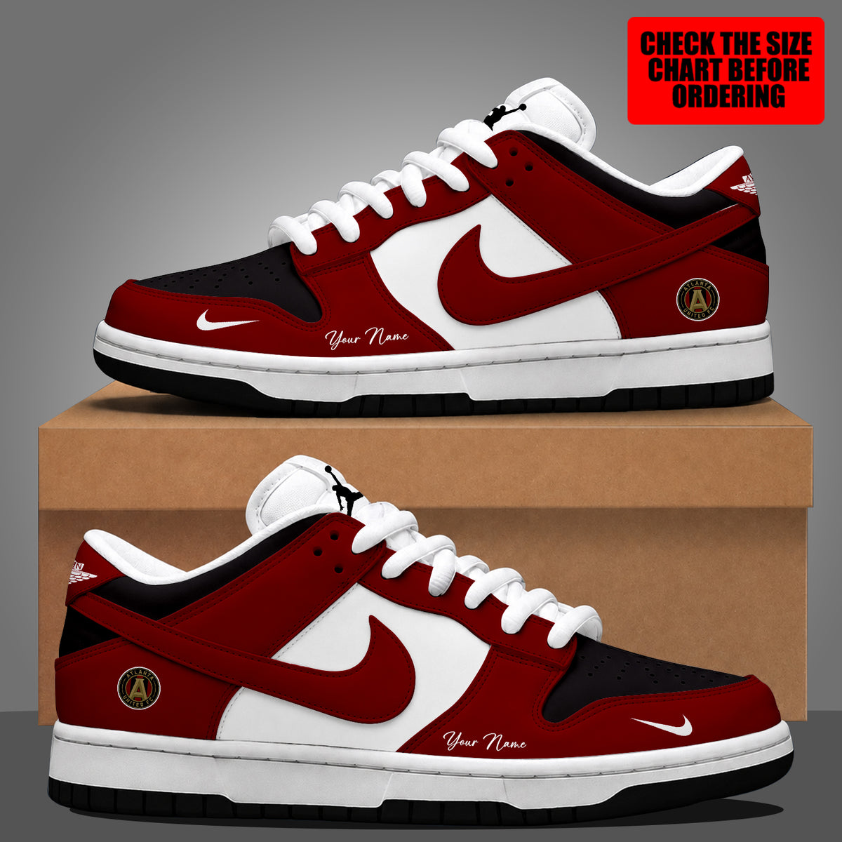 [FAN EXCLUSIVE] NEW CUSTOMIZED MLS14 ALU ATLANTA UNITED FC DUNK LOW SHOES