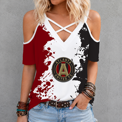 [FAN EXCLUSIVE] NEW CUSTOMIZED MLS14 ALU ATLANTA UNITED FC CRISS CROSS V-NECK TOP