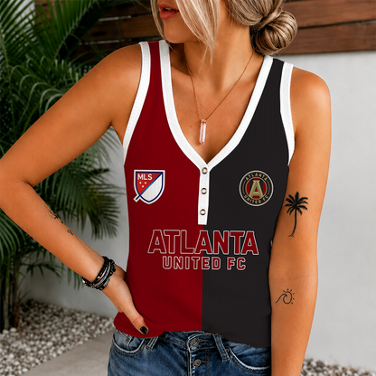 [FAN EXCLUSIVE] NEW CUSTOMIZED MLS14 ALU ATLANTA UNITED FC V-NECK TANK TOP