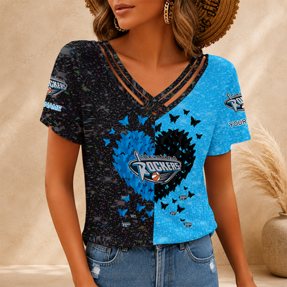 LIMITED EDITION - NEW CUSTOMIZED WNBA14 CLR CLEVELAND ROCKERS V-NECK SHIRT