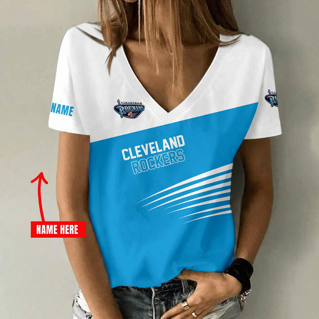 [FAN FAVORITE] NEW CUSTOMIZED WNBA14 CLR CLEVELAND ROCKERS V-NECK FEMALE SHIRT