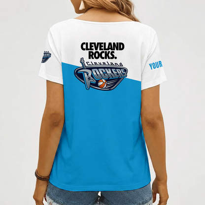 [FAN FAVORITE] NEW CUSTOMIZED WNBA14 CLR CLEVELAND ROCKERS V-NECK FEMALE SHIRT