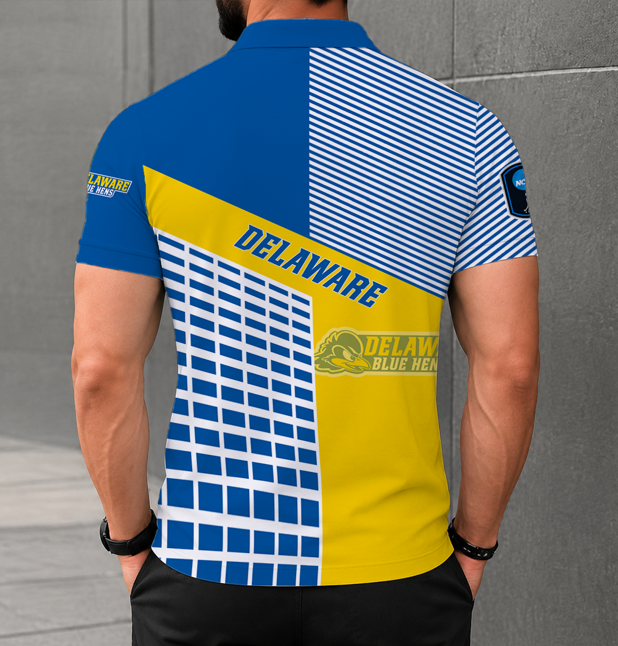 LIMITED EDITION - NEW CUSTOMIZED NCAA CFH14 DFH DELAWARE FIGHTIN' BLUE HENS POLO SHIRT