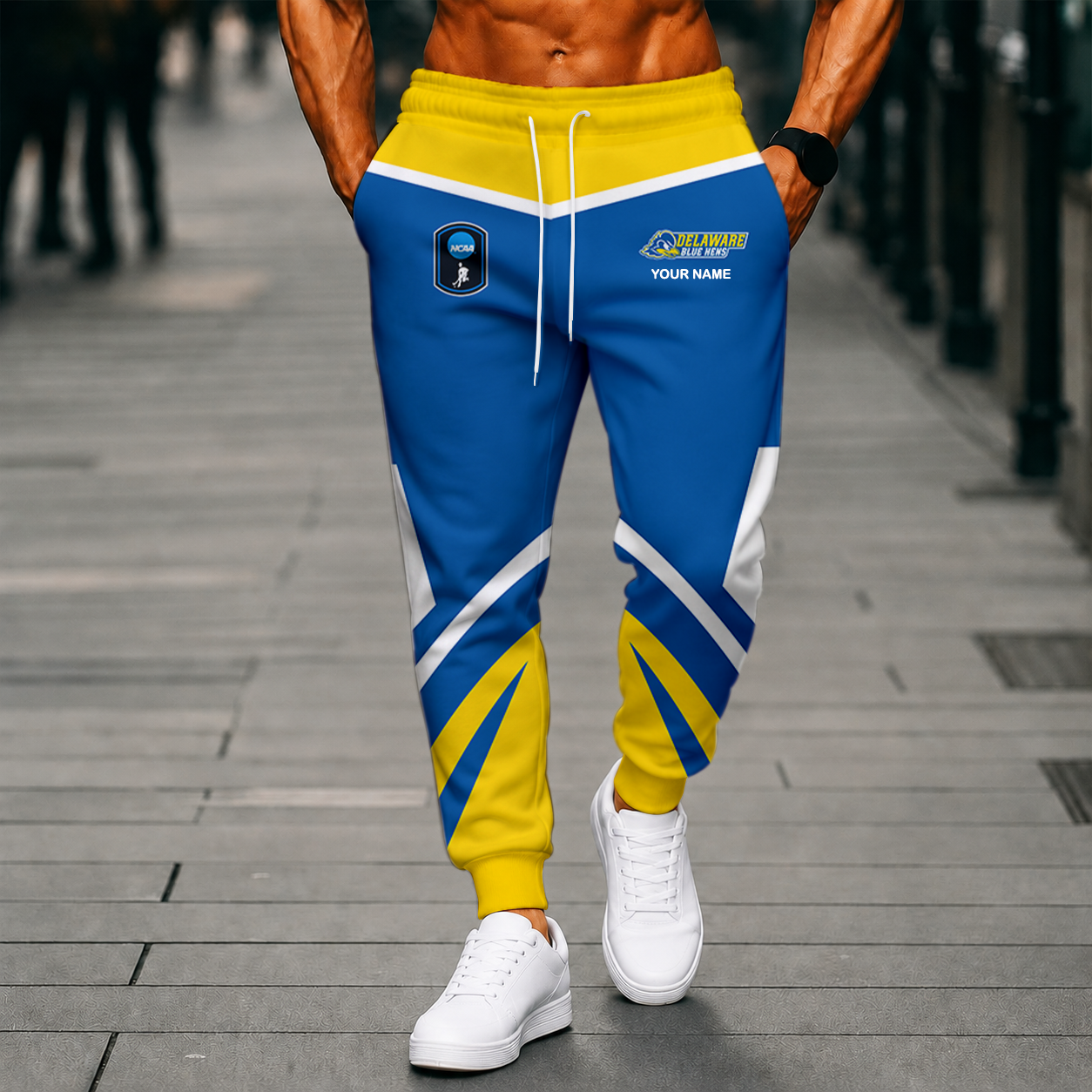 LIMITED EDITION - NEW CUSTOMIZED NCAA CFH14 DFH DELAWARE FIGHTIN' BLUE HENS SWEATPANTS