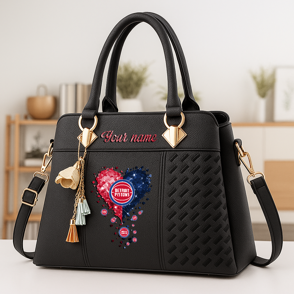 LIMITED EDITION - NEW CUSTOMIZED NBA14 DPI DETROIT PISTONS ZIP HANDBAG MULTICOLOR