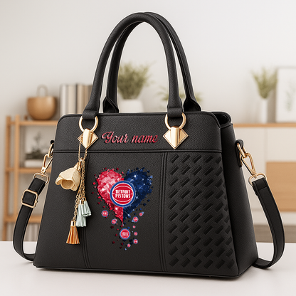 LIMITED EDITION - NEW CUSTOMIZED NBA14 DPI DETROIT PISTONS ZIP HANDBAG MULTICOLOR