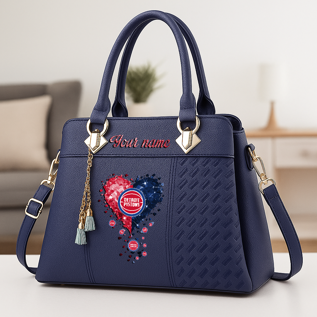 LIMITED EDITION - NEW CUSTOMIZED NBA14 DPI DETROIT PISTONS ZIP HANDBAG MULTICOLOR
