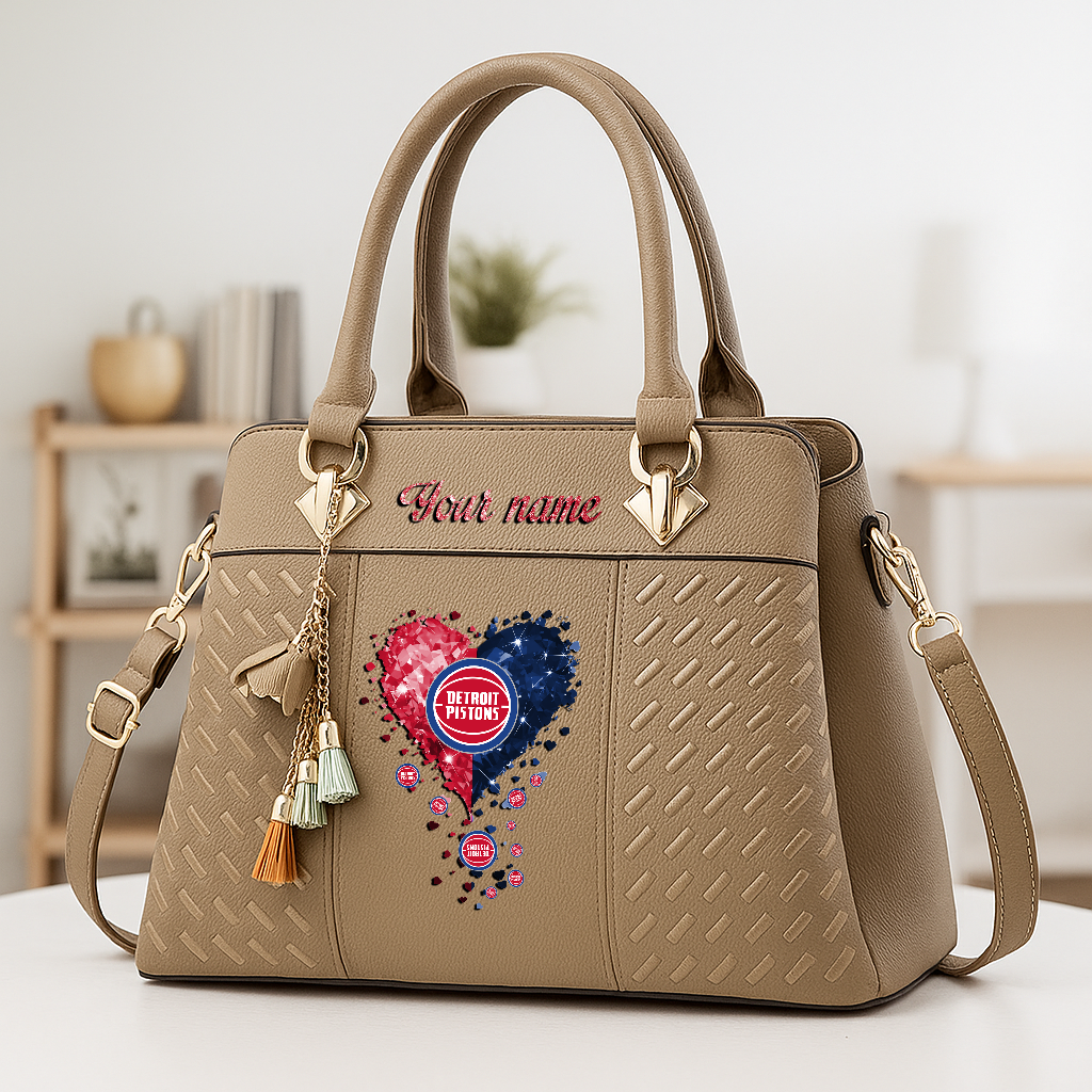 LIMITED EDITION - NEW CUSTOMIZED NBA14 DPI DETROIT PISTONS ZIP HANDBAG MULTICOLOR