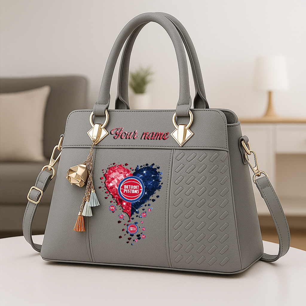 LIMITED EDITION - NEW CUSTOMIZED NBA14 DPI DETROIT PISTONS ZIP HANDBAG MULTICOLOR