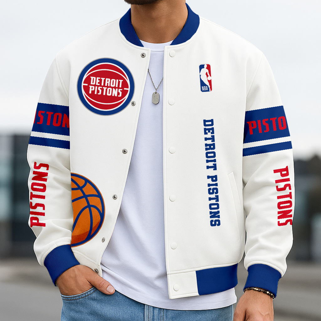 LIMITED EDITION - NEW CUSTOMIZED NBA14 DP DETROIT PISTONS BASEBALL JACKET