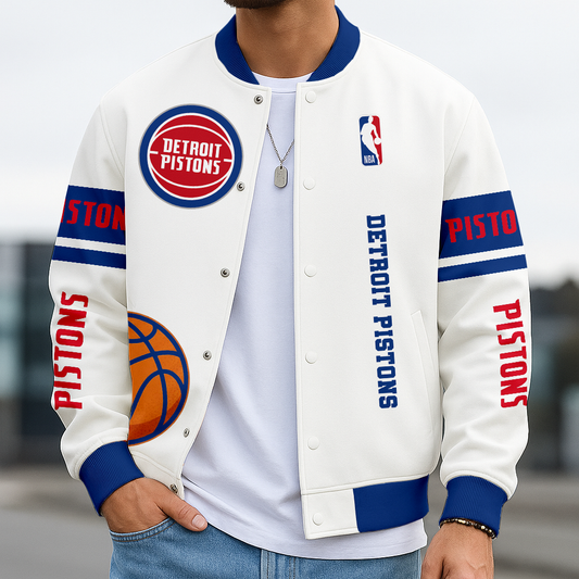 LIMITED EDITION - NEW CUSTOMIZED NBA14 DP DETROIT PISTONS BASEBALL JACKET