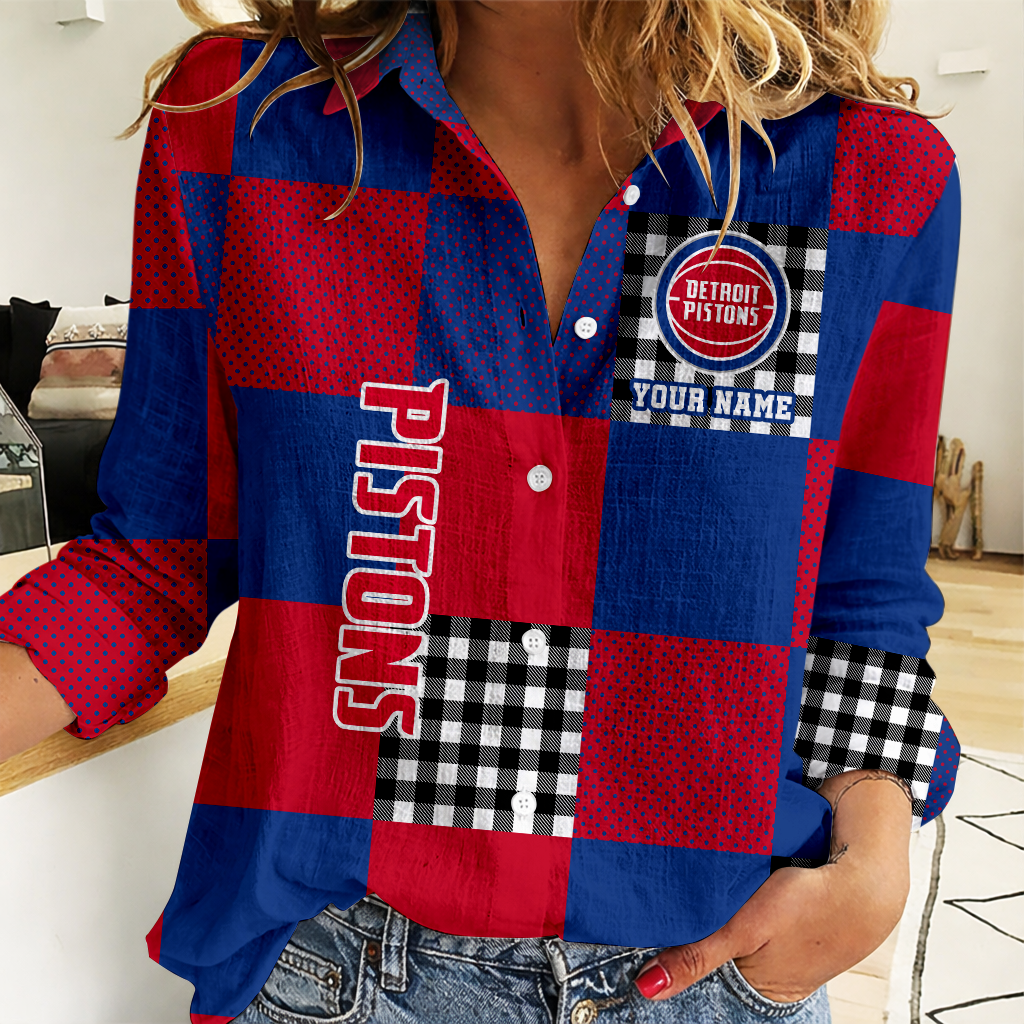 LIMITED EDITION - NEW CUSTOMIZED NBA14 DPI DETROIT PISTONS WOMEN CASUAL SHIRT FOR FAN