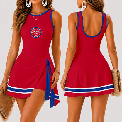 [HOT DEAL] NEW CUSTOMIZED NBA14 DPI DETROIT PISTONS WOMEN'S SUMMER SKORT DRESS