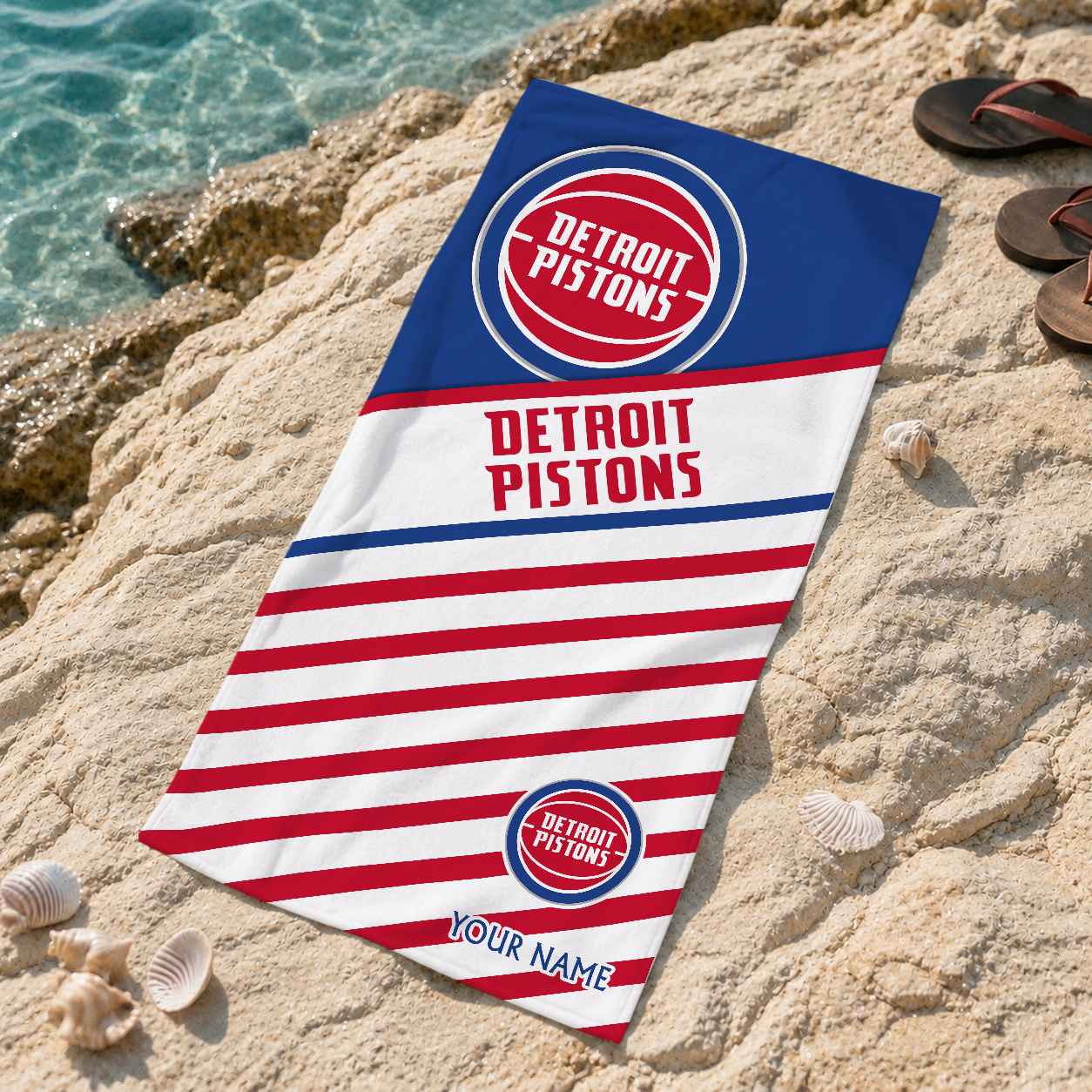 LIMITED EDITION - NEW CUSTOMIZED NBA14 DPI DETROIT PISTONS BEACH TOWEL FOR FAN