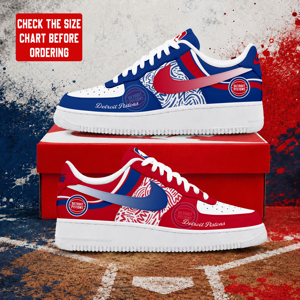 VIRAL EDITION - NEW CUSTOMIZED NBA14 DPI DETROIT PISTONS AF1 SNEAKERS