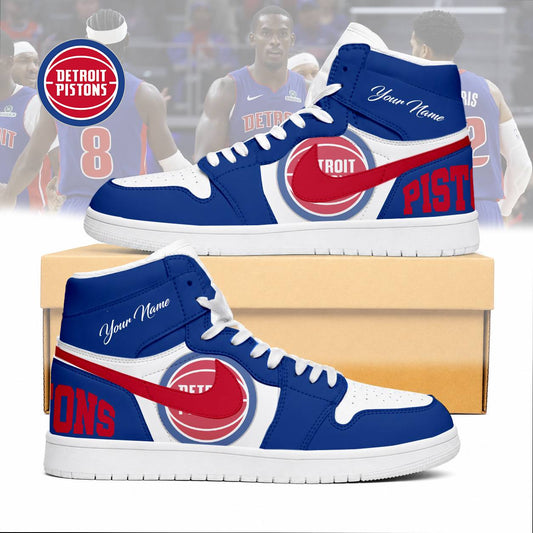 LIMITED EDITION - NEW CUSTOMIZED NBA14 DPI DETROIT PISTONS AIR JORDAN SNEAKERS