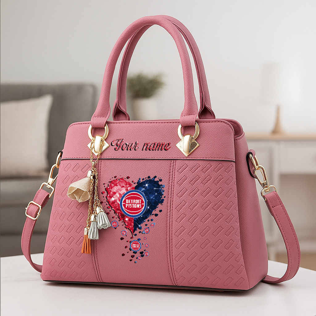 LIMITED EDITION - NEW CUSTOMIZED NBA14 DPI DETROIT PISTONS ZIP HANDBAG MULTICOLOR