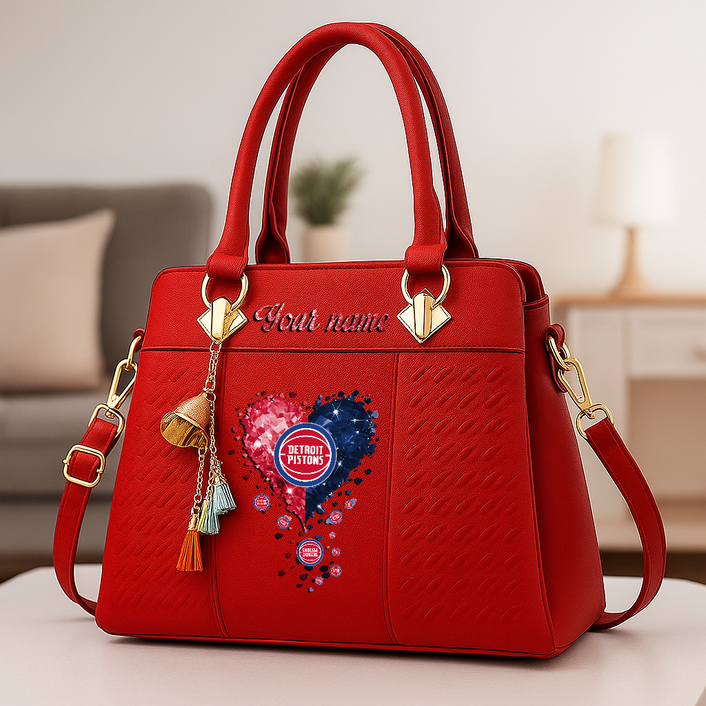 LIMITED EDITION - NEW CUSTOMIZED NBA14 DPI DETROIT PISTONS ZIP HANDBAG MULTICOLOR