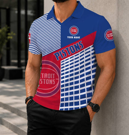 LIMITED EDITION - NEW CUSTOMIZED NBA14 DPI DETROIT PISTONS POLO SHIRT