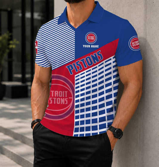 LIMITED EDITION - NEW CUSTOMIZED NBA14 DPI DETROIT PISTONS POLO SHIRT