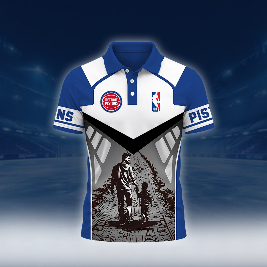 LIMITED EDITION - NEW CUSTOMIZED NBA14 DPI DETROIT PISTONS POLO SHIRT