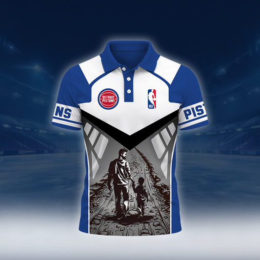 LIMITED EDITION - NEW CUSTOMIZED NBA14 DPI DETROIT PISTONS POLO SHIRT