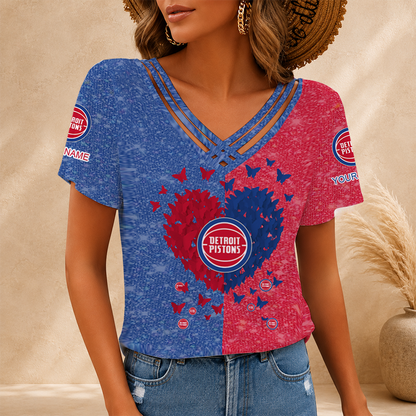 LIMITED EDITION - NEW CUSTOMIZED NBA14 DPI DETROIT PISTONS V-NECK SHIRT