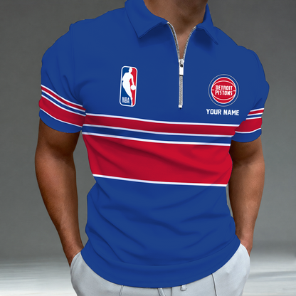 [HOT DEAL] NEW CUSTOMIZED NBA14 DPI DETROIT PISTONS ZIP POLO SHIRT