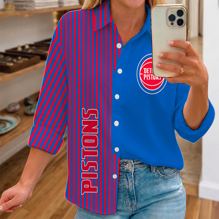 LIMITED EDITION - NEW CUSTOMIZED NBA14 DPI DETROIT PISTONS WOMEN CASUAL SHIRT FOR FAN